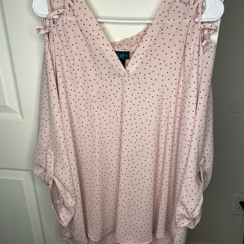 Rue21 Plus Size Pink Polka Dotted Blouse